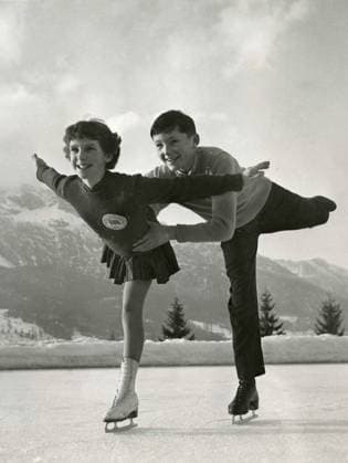 British Figure skating, Eiskunstlauf Roday Ward and Caroline Krau at the Winter Olympics, Cortina D Ampezzo, Italy 1956 