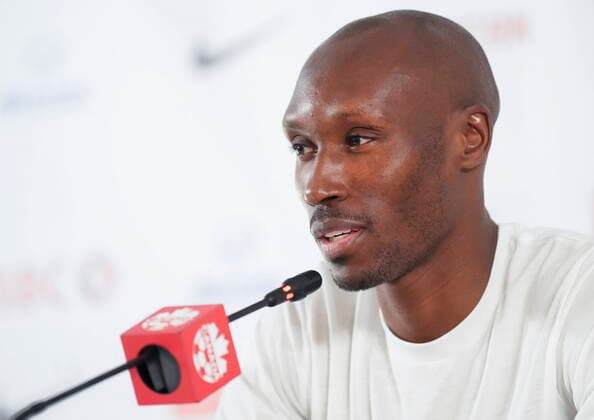 November 24, 2022, DOHA, QATAR: Canada captain Atiba Hutchinson speaks to the media during a press conference, PK, Pressekonferenz at the World Cup in Doha, Qatar during on Thursday, November 24, 2022. Canada News - November 24, 2022  - ZUMAc35_ 20221124_zaf_c35_022 Copyright: xNathanxDenettex