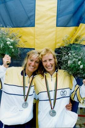Barcelona 1992-08-07 Agneta Andersson och Susanne Gunnarsson tog silver i K2 500 m under sommar-OS i Barcelona Foto Tomas Oneborg SvD SCANPIX Code 30142 Barcelona Spanien x30142x *** Barcelona 1992 08 07 Agneta Andersson and Susanne Gunnarsson took silver in the K2 500 m during the Summer Olympics in Barcelona Photo Tomas Oneborg SvD SCANPIX Code 30142 Barcelona Spain x30142x  Copyright: xTomasxOneborg SvD TTx OS BARCELONA 1992 KANOT
