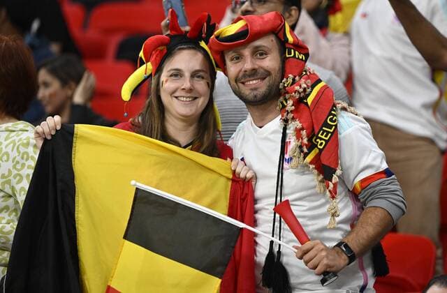 DOHA, QATAR - NOVEMBER 23 : Supporters and fans during the FIFA World Cup, WM, Weltmeisterschaft, Fussball Qatar 2022 Groupe F match between Belgium and Canada at the Ahmad Bin Ali Stadium on November 23, 2022 in Doha, Qatar, 23 11 2022 ( Belgium v Canada - FIFA World Cup Qatar 2022 PhotoNews Panoramic 