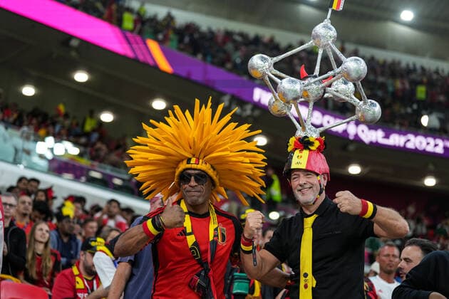 Belgium v Canada: Group F - FIFA World Cup, WM, Weltmeisterschaft, Fussball Qatar 2022 Fans of Belgium team during FIFA World Cup Qatar 2022 Group F football match between Belgium and Canada at the Ahmad Bin Ali Stadium in Al-Rayyan, west of Doha on 23 November 2022. Doha Qatar  Copyright: xAymanxArefx originalFilename:aref-notitle221123_np7kz.jpg