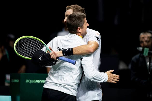 Jan-Lennard Struff and Michael Kohlmann of Deutschland ESP, Deutschland vs. Kanada, Tennis Davis Cup, Viertelfinale, 24.11.2022 ESP, Deutschland vs. Kanada, Tennis Davis Cup, Viertelfinale, 24.11.2022 Malaga Copyright: xEibner-Pressefoto OmarxArnaux EP_EER