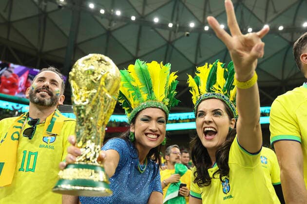 (221124) -- LUSAIL, Nov. 24, 2022 -- Fans are seen before the Group G match between Brazil and Serbia at the 2022 FIFA World Cup, WM, Weltmeisterschaft, Fussball at Lusail Stadium in Lusail, Qatar, Nov. 24, 2022. ) (SP)QATAR-LUSAIL-FOOTBALL-2022 WORLD CUP-GROUP G-BRA VS SRB LanxHongguang 