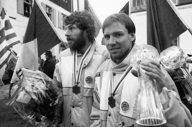Oberstdorf 1987-02-21 Skid-VM 1987. Tva grabbar fran Asarna. Thomas Wassberg, silvermedaljör och Torgny Mogren, bronsmedaljör pa 50 kilometer fri stil. Oberstdorf Västtyskland x28x *** Oberstdorf 1987 02 21 World Ski Championships 1987 Two boys from Austria Thomas Wassberg, silver medallist and Torgny Mogren, bronze medallist on 50 kilometres freestyle Oberstdorf West Germany x28x  Copyright: xSörenxKarlson Expressen TTx SKID-VM 1987 WASSBERG-MOGREN