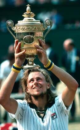 LONDON 19760703. Bjorn Borg won the Wimbledon final over Ilie Nastase in straight sets 6-4, 6-2, 9-7 in 1976.