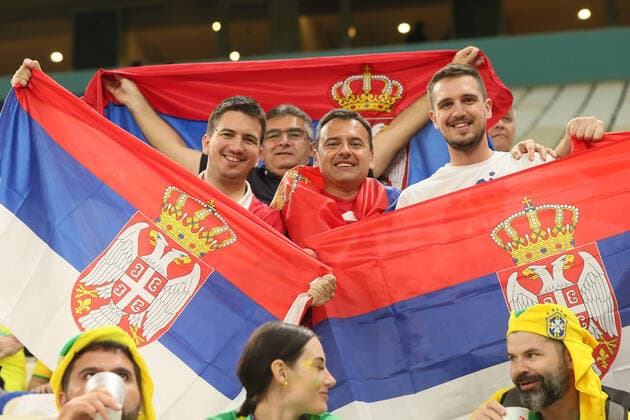 SERBIA vs BRAZIL Supporters football Serbia vs Brazil FIFA World Cup, WM, Weltmeisterschaft, Fussball 2022 stadium Lusail, Doha,Qatar 20.11.2022 Foto: FOOTBALL, SERBIA, BRAZIL, WORLD CUP, QATAR 2022 Doha Lusail stadium Qatar Copyright: xMarkoxMetlas xMNxPressx