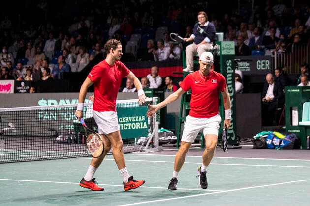 Vasek Pospisil and Denis Shapovalov of Kanada ESP, Deutschland vs. Kanada, Tennis Davis Cup, Viertelfinale, 24.11.2022 ESP, Deutschland vs. Kanada, Tennis Davis Cup, Viertelfinale, 24.11.2022 Malaga Copyright: xEibner-Pressefoto OmarxArnaux EP_EER