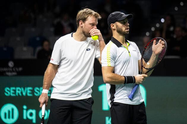 Kevin Krawietz and Tim Puetz of Deutschland ESP, Deutschland vs. Kanada, Tennis Davis Cup, Viertelfinale, 24.11.2022 ESP, Deutschland vs. Kanada, Tennis Davis Cup, Viertelfinale, 24.11.2022 Malaga Copyright: xEibner-Pressefoto OmarxArnaux EP_EER