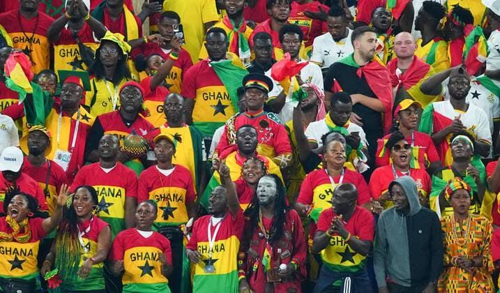 Mandatory Credit: Photo by Javier Garcia Shutterstock (13626526hq) Ghana fans Portugal v Ghana, FIFA World Cup, WM, Weltmeisterschaft, Fussball 2022, Group H, Football, Stadium 974, Doha, Qatar - 24 Nov 2022 Editorial Use Only Portugal v Ghana, FIFA World Cup 2022, Group H, Football, Stadium 974, Doha, Qatar - 24 Nov 2022 Editorial Use Only  Copyright: xJavierxGarcia Shutterstockx 13626526hq