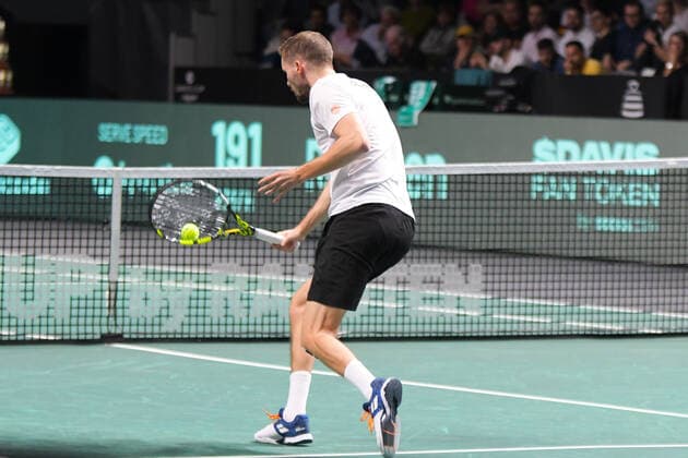 MALAGA, SPAIN - NOVEMBER 24: Oscar Otte during the Davis Cup by Rakuten Finals 2022 quarter-finals match between Germany and Canada at Palacio de los Deportes Jose Maria Martin Carpena on November 24, 2022 in Malaga, Spain Copyright: xAndreaxRositox DSC_8092
