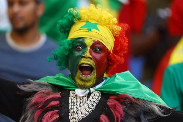 Mandatory Credit: Photo by Kieran McManus Shutterstock (13634753ap) A Senegal fan. Qatar v Senegal, FIFA World Cup, WM, Weltmeisterschaft, Fussball 2022, Group A, Football, Al Thumama Stadium, Doha, Qatar - 25 Nov 2022 Editorial Use Only Qatar v Senegal, FIFA World Cup 2022, Group A, Football, Al Thumama Stadium, Doha, Qatar - 25 Nov 2022 Editorial Use Only  Copyright: xKieranxMcManus Shutterstockx 13634753ap