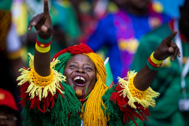 Doha, Qatar. 24th Nov, 2022. Cameroon Fan Switzerland - Cameroon World Cup 2022 in Qatar 24.11.2022 Credit: Moritz Müller *** Doha, Qatar 24th Nov, 2022 Cameroon Fan Switzerland Cameroon World Cup 2022 in Qatar 24 11 2022 Credit Moritz Müller