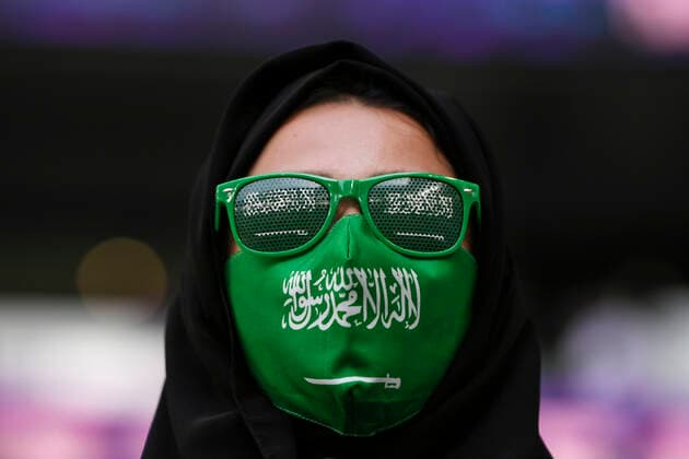 Foto LaPresse - Fabio Ferrari 26 Novembre 2022 Doha, Qatar - - Calcio - Qatar 2022 - Coppa del Mondo Fifa - Polonia v Arabia Saudita - Gruppo C - Fase a Gironi - Education City Stadium.Nella foto:tifosi Arabia Saudita November 26, 2022 Doha, Qatar - sport - Soccer - Qatar 2022- FIFA World Cup, WM, Weltmeisterschaft, Fussball - Poland v Saudi Arabia - Group C - group stage - Education City Stadium.In the pic:Supporter Saudi Arabia  Copyright: xFabioxFerrarix LaPressex