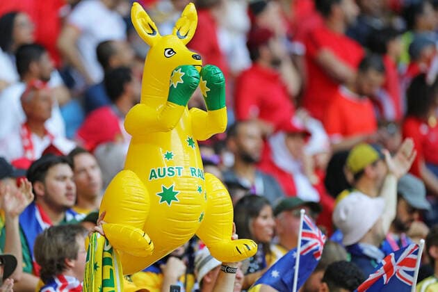 26th November 2022; Al Janoub stadium, Doha, Qatar: FIFA World Cup, WM, Weltmeisterschaft, Fussball group stahe, Tunisia versus Australia: Fans of Australia show off an inflatable kangaroo  ActionPlus12452882 HeulerxAndrey Content restricted for UK based newspaper