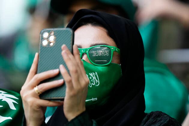 Poland v Saudi Arabia: Group C - FIFA World Cup, WM, Weltmeisterschaft, Fussball Qatar 2022 Arabian supporter prior the FIFA World Cup Qatar 2022 Group C match between Poland and Saudi Arabia at Education City Stadium on November 26, 2022 in Al Rayyan, Qatar. Al Rayyan Qatar  Copyright: xJosexBretonx originalFilename:breton-polandvs221126_npyOz.jpg