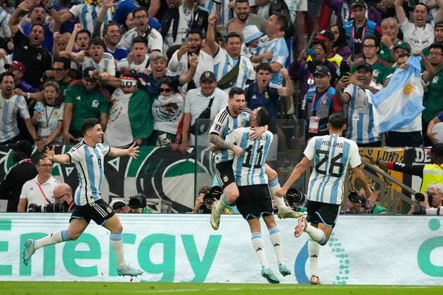 Mandatory Credit: Photo by Dave Shopland Shutterstock (13634804bn) Lionel Messi of Argentina celebrates after scoring a goal (1-0) Argentina v Mexico, FIFA World Cup, WM, Weltmeisterschaft, Fussball 2022, Group C, Football, Lusail Stadium, Al Daayen, Qatar - 26 Nov 2022 Editorial Use Only Argentina v Mexico, FIFA World Cup 2022, Group C, Football, Lusail Stadium, Al Daayen, Qatar - 26 Nov 2022 Editorial Use Only  Copyright: xDavexShopland Shutterstockx 13634804bn