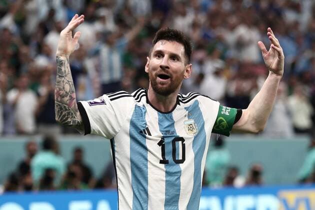 Mandatory Credit: Photo by Michael Zemanek Shutterstock (13634795bs) Lionel Messi of Argentina celebrates after scoring a goal (1-0) Argentina v Mexico, FIFA World Cup, WM, Weltmeisterschaft, Fussball 2022, Group C, Football, Lusail Stadium, Al Daayen, Qatar - 26 Nov 2022 Editorial Use Only Argentina v Mexico, FIFA World Cup 2022, Group C, Football, Lusail Stadium, Al Daayen, Qatar - 26 Nov 2022 Editorial Use Only  Copyright: xMichaelxZemanek Shutterstockx 13634795bs