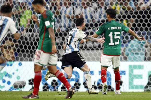 LUSAIL CITY - Lionel Messi of Argentina celebrates the 1-0 during the FIFA World Cup, WM, Weltmeisterschaft, Fussball Qatar 2022 group C match between Argentina and Mexico at Lusail Stadium on November 26, 2022 in Lusail City, Qatar. AP Dutch Height MAURICE OF STONE FIFA World Cup Qatar 2022 2022 xVIxANPxSportx xMauricexvanxSteenxWKxIVx