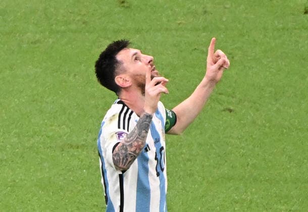 Fussball, Herren, Saison 2022 23, WM in Katar, Gruppe C (2. Spieltag), Argentinien - Mexiko im Lusail Iconic Stadium in Lusail, Lionel Messi (Argentinien), Jubel nach Tor zum 1:0, 26.11. 2022, Copyright: xMatthiasxKochx