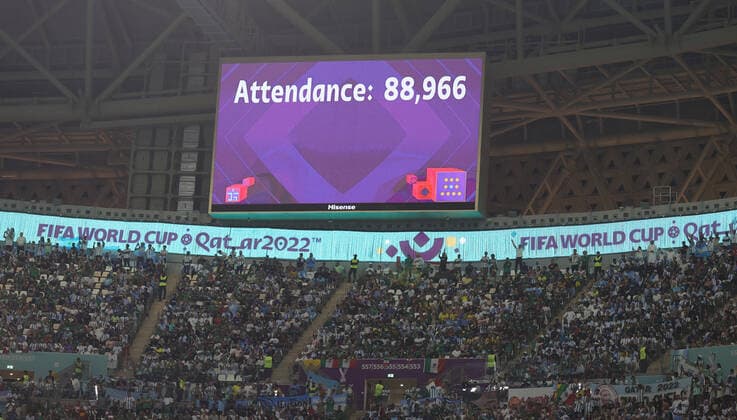 Argentina v Mexico 2022 FIFA World Cup, WM, Weltmeisterschaft, Fussball The attendance is shown during the 2022 FIFA World Cup Group C match at Lusail Stadium, Lusail Content Not Available For UK Newspapers Copyright: xPaulxChestertonx FIL-17646-0156 UK Newspapers OUT