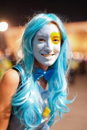 LUSAIL, QATAR - NOVEMBER 26: Fan of Argentina celebrates prior to the FIFA World Cup, WM, Weltmeisterschaft, Fussball Qatar 2022 group A match between Argentina and Mexico at Khalifa International Stadium on November 26, 2022 in Doha, Qatar. (Photo by Florencia Tan Jun PxImages Icon Sportswire) SOCCER: NOV 26 FIFA World Cup - Mexico v Argentina Icon221126041