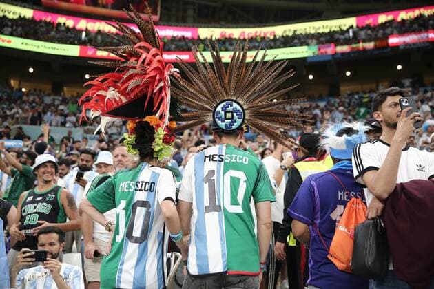 Mandatory Credit: Photo by Michael Zemanek Shutterstock (13634795ez) Argentina and Mexico fans Argentina v Mexico, FIFA World Cup, WM, Weltmeisterschaft, Fussball 2022, Group C, Football, Lusail Stadium, Al Daayen, Qatar - 26 Nov 2022 Editorial Use Only Argentina v Mexico, FIFA World Cup 2022, Group C, Football, Lusail Stadium, Al Daayen, Qatar - 26 Nov 2022 Editorial Use Only  Copyright: xMichaelxZemanek Shutterstockx 13634795ez