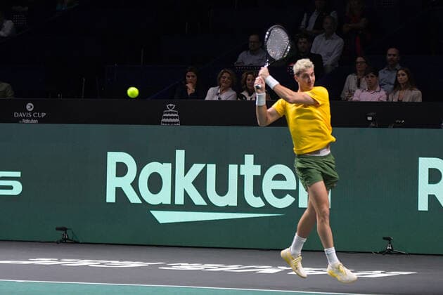 RECORD DATE NOT STATED MALAGA, SPAIN - NOVEMBER 27 : Thanasi Kokkinakis during the Davis Cup by Rakuten Finals 2022 finals match between Australia and Canada at Palacio de los Deportes Jose Maria Martin Carpena on November 27, 2022 in Malaga, Spain Copyright: xAndreaxRositox DSC_2579