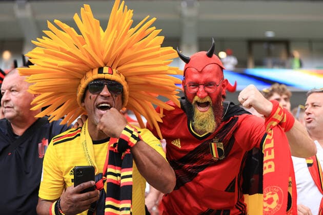 Football - FIFA World Cup, WM, Weltmeisterschaft, Fussball - Group F - Belgium v Morocco 27th November 2022 - FIFA World Cup - Group F - Belgium v Morocco - Belgium fans - Photo: Simon Stacpoole Offside. Doha Qatar Copyright: xSimonxStacpoolexOffside