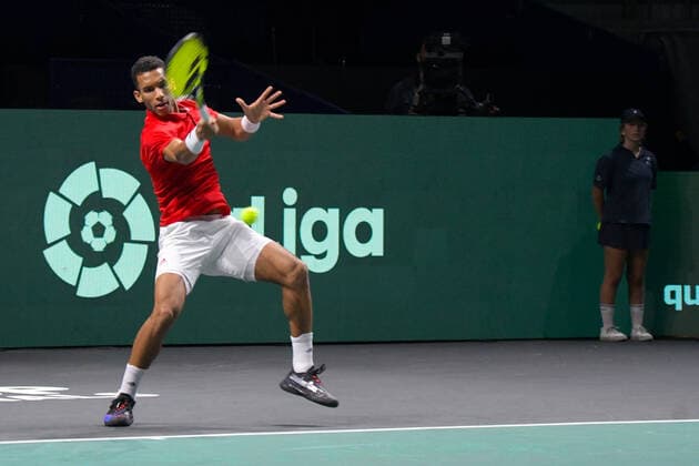 RECORD DATE NOT STATED MALAGA, SPAIN - NOVEMBER 27 : Felix Auger-Aliassime during the Davis Cup by Rakuten Finals 2022 finals match between Australia and Canada at Palacio de los Deportes Jose Maria Martin Carpena on November 27, 2022 in Malaga, Spain Copyright: xAndreaxRositox DSC_2893