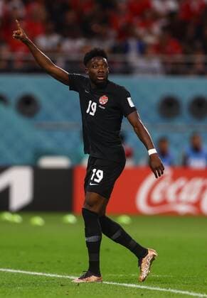 Mandatory Credit: Photo by Kieran McManus Shutterstock (13634907be) Alphonso Davies of Canada Croatia v Canada, FIFA World Cup, WM, Weltmeisterschaft, Fussball 2022, Group F, Football, Khalifa International Stadium, Ar-Rayyan, Qatar - 27 Nov 2022 Editorial Use Only Croatia v Canada, FIFA World Cup 2022, Group F, Football, Khalifa International Stadium, Ar-Rayyan, Qatar - 27 Nov 2022 Editorial Use Only Copyright: xKieranxMcManus Shutterstockx 13634907be