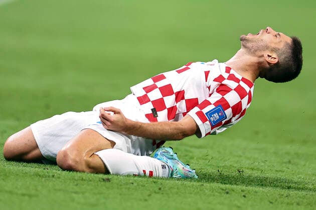 (221127) -- DOHA, Nov. 27, 2022 -- Andrej Kramaric (R) of Croatia celebrates for his goal during the Group F match between Croatia and Canada at the 2022 FIFA World Cup, WM, Weltmeisterschaft, Fussball at Khalifa International Stadium in Doha, Qatar, Nov. 27, 2022. ) (SP)QATAR-DOHA-2022 WORLD CUP-GROUP F-CRO VS CAN DingxXu 