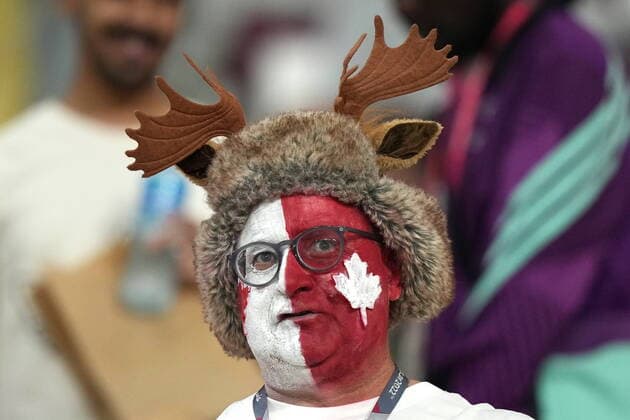 November 27, 2022, AL RAYYAN, QATAR: Canadian fans cheer ahead of F World Cup soccer action between Canada and Croatia at the Khalifa International Stadium in Al Rayyan, Qatar on Sunday, November 27, 2022. Canada News - November 27, 2022  - ZUMAc35_ 20221127_zaf_c35_051 Copyright: xNathanxDenettex