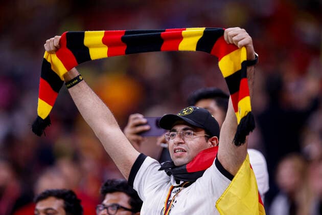 spain vs germany AL-KHOR, AK - 27.11.2022: SPAIN VS GERMANY - Fans during a match between Spain and Germany, valid for the group stage of the World Cup, held at Al Bayt Stadium in Al-Khor, Qatar. (Photo: Marcelo Machado de Melo Fotoarena) x2300339x  MarceloxMachadoxdexMelo