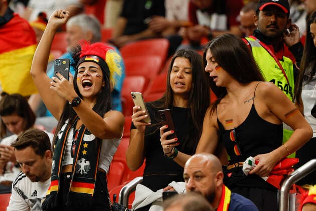 Fans of Germany attends FIFA World Cup, WM, Weltmeisterschaft, Fussball soccer match of the group phase between Spain and Germany at Al Bait stadium in Al Khor, Qatar, 27 November 2022. FIFA World Cup: Spain vs. Germany !ACHTUNG: NUR REDAKTIONELLE NUTZUNG!  Copyright: xJuanjoxMartinx GR7244 20221127-51ce85ffcf5197a05f0bc1b5ee1fb51cde04c27b