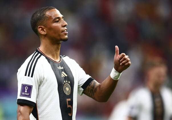 Mandatory Credit: Photo by Michael Zemanek Shutterstock (13634890bl) Thilo Kehrer of Germany. Spain v Germany, FIFA World Cup, WM, Weltmeisterschaft, Fussball 2022, Group E, Football, Al Bayt Stadium, Al Khor, Qatar - 27 Nov 2022 Editorial Use Only Spain v Germany, FIFA World Cup 2022, Group E, Football, Al Bayt Stadium, Al Khor, Qatar - 27 Nov 2022 Editorial Use Only  Copyright: xMichaelxZemanek Shutterstockx 13634890bl