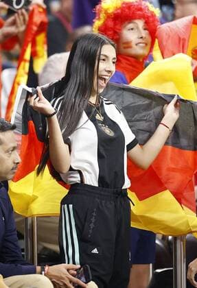Football World Cup in Qatar Germany supporters cheer ahead of a World Cup Group E football match against Spain at Al Bayt Stadium in Al Khor, Qatar, on Nov. 27, 2022.  A14AA0001364816P 
