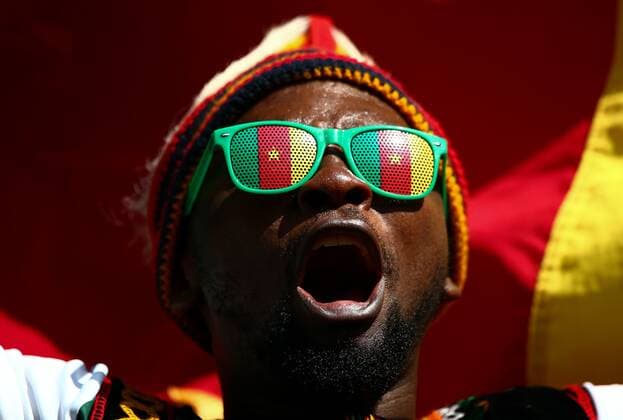 Mandatory Credit: Photo by Michael Zemanek Shutterstock (13634919e) Cameroon fans look jubilant before kick-off Cameroon v Serbia, FIFA World Cup, WM, Weltmeisterschaft, Fussball 2022, Group G, Football, Al Janoub Stadium, Al Wakrah, Qatar - 28 Nov 2022 Editorial Use Only Cameroon v Serbia, FIFA World Cup 2022, Group G, Football, Al Janoub Stadium, Al Wakrah, Qatar - 28 Nov 2022 Editorial Use Only  Copyright: xMichaelxZemanek Shutterstockx 13634919e