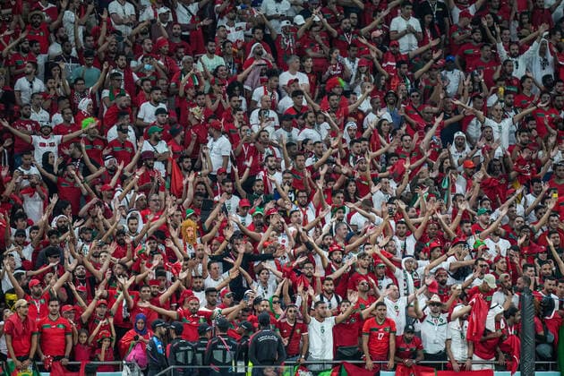 Belgium v Morocco: Group F - FIFA World Cup, WM, Weltmeisterschaft, Fussball Qatar 2022 Fans of Morocco team during the FIFA World Cup Qatar 2022 Group F match between Belgium vs Morocco, in Al Thumama Stadium at Doha, Qatar, on 27 November 2022. Doha Qatar  Copyright: xAymanxArefx originalFilename:aref-notitle221127_npMk5.jpg