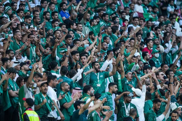 Poland v Saudi Arabia: Group C - FIFA World Cup, WM, Weltmeisterschaft, Fussball Qatar 2022 Fans of team Saudi Arabia during the FIFA World Cup Qatar 2022 Group C match between Poland and Saudi Arabia at Education City Stadium on 26 November 2022 in Al Rayyan, Qatar. Doha Qatar  Copyright: xAymanxArefx originalFilename:aref-notitle221126_npCXx.jpg