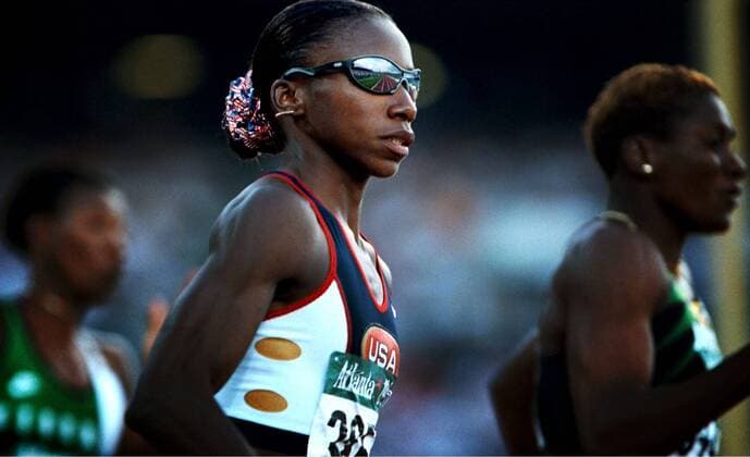 SCANPIX SWEDEN, 1996-07-29. OS i Atlanta. Amerikanskan Jearl Miles-Clark pa 400 meter för damer. ATLANTA USA x40535x *** SCANPIX SWEDEN, 1996 07 29 Atlanta Olympics American Jearl Miles Clark in the womens 400 metres ATLANTA USA x40535x  Copyright: xSörenxHakanlind Kamerareportage TTx OS ATLANTA 1996