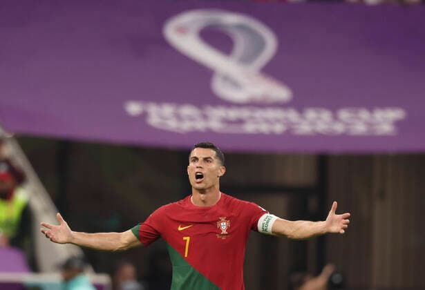 (221128) -- LUSAIL, Nov. 28, 2022 -- Cristiano Ronaldo of Portugal reacts during the Group H match between Portugal and Uruguay at the 2022 FIFA World Cup, WM, Weltmeisterschaft, Fussball at Lusail Stadium in Lusail, Qatar, Nov. 28, 2022. ) (SP)QATAR-LUSAIL-2022 WORLD CUP-GROUP H-POR VS URU CaoxCan 