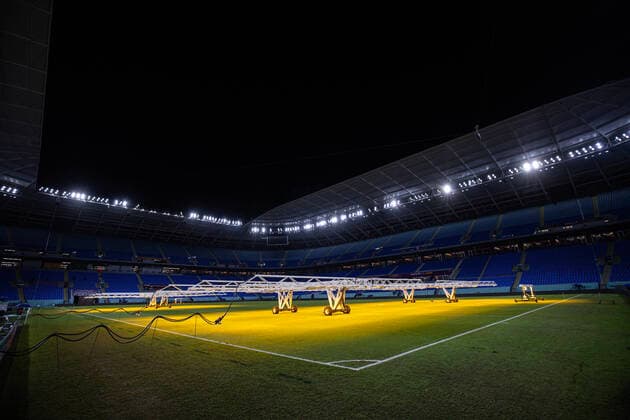 Brazil vs Switzerland DOHA, CA - 28.11.2022: BRAZIL VS SWITZERLAND - Internal general view of the stadium with a bath of artificial light on the lawn after the match between Brazil and Switzerland, valid for the group stage of the World Cup, held at the 974 Stadium in Doha, Qatar. (Photo: Marcelo Machado de Melo Fotoarena) x2301021x  MarceloxMachadoxdexMelo