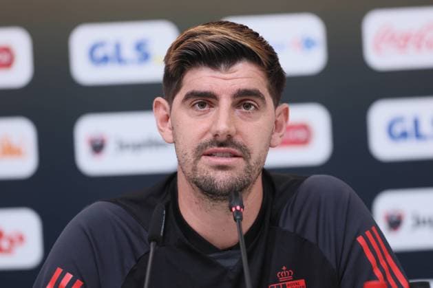 Belgium s goalkeeper Thibaut Courtois pictured during a press conference, PK, Pressekonferenz of the Belgian national soccer team the Red Devils, at the Qatar National Convention Center QNCC, in Doha, State of Qatar, Tuesday 29 November 2022. The Red Devils are preparing for the upcoming game at the FIFA 2022 World Cup in Qatar. BRUNOxFAHY  x54223611x