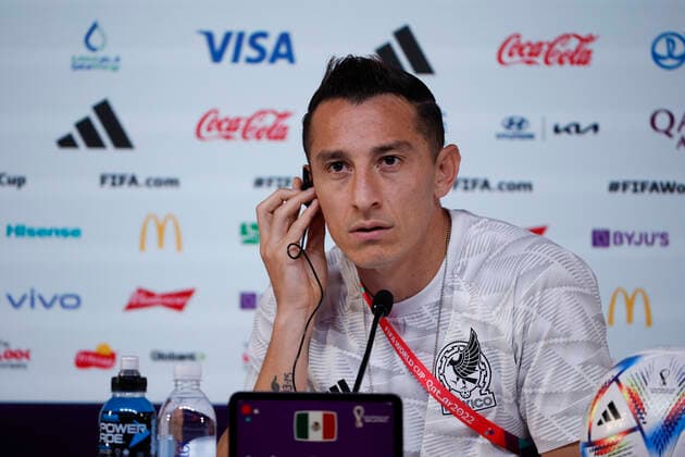 Mexico s national team, Nationalteam midfielder Andres Guardado during a press conference, PK, Pressekonferenz after a training session of the team in Doha, Qatar, on November 29, 2022. Press conference Mexico !ACHTUNG: NUR REDAKTIONELLE NUTZUNG!  Copyright: xJosexMendezx EVE1367 20221129-11d1472e018b7cd4d5eac5c7b7d1a4721ee558a3