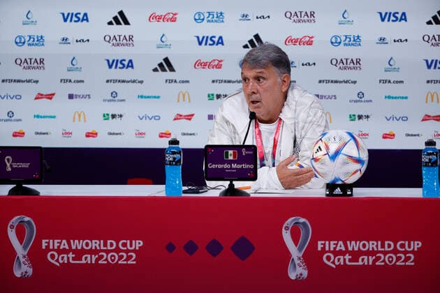 Mexico s national team, Nationalteam head coach Gerardo Tata Martino during a press conference, PK, Pressekonferenz after a training session of the team in Doha, Qatar, on November 29, 2022. Press conference Mexico !ACHTUNG: NUR REDAKTIONELLE NUTZUNG!  Copyright: xJosexMendezx EVE1377 20221129-4584c8d3c0ca2e184262212e4f48ab91e3a6eec1