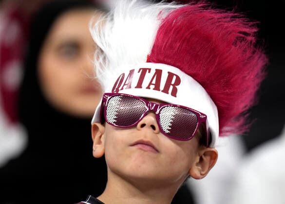 (221129) -- AL KHOR, Nov. 29, 2022 -- A fan reacts before the Group A match between the Netherlands and Qatar at the 2022 FIFA World Cup, WM, Weltmeisterschaft, Fussball at Al Bayt Stadium in Al Khor, Qatar, Nov. 29, 2022. ) (SP)QATAR-AL KHOR-2022 WORLD CUP-GROUP A-NED VS QAT MengxDingbo 