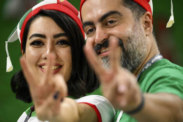 Supporters de l Iran - ambiance FOOTBALL : Iran vs USA - Groupe B - coupe du Monde Qatar 2022 - 29 11 2022 JBAutissier Panoramic 