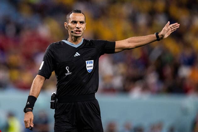 221130 Referee Mustapha Ghorbal during the FIFA World Cup, WM, Weltmeisterschaft, Fussball 2022 football match between Australia and Denmark on November 30, 2022 in Doha. Photo: Joel Marklund BILDBYRAN kod JM JM0395 bbeng fotboll football soccer fotball vm fotbolls-vm fotball-vm fotbolls-vm 2022 fifa world cup 2022 australien australia danmark denmark *** 221130 Referee Mustapha Ghorbal during the FIFA World Cup 2022 football match between Australia and Denmark on November 30, 2022 in Doha Photo Joel Marklund BILDBYRAN code JM JM0395 bbeng football football soccer fotball world cup football world cup football world cup 2022 fifa world cup 2022 Australia Australia Denmark Denmark,  Copyright: JOELxMARKLUND BB221130JM109