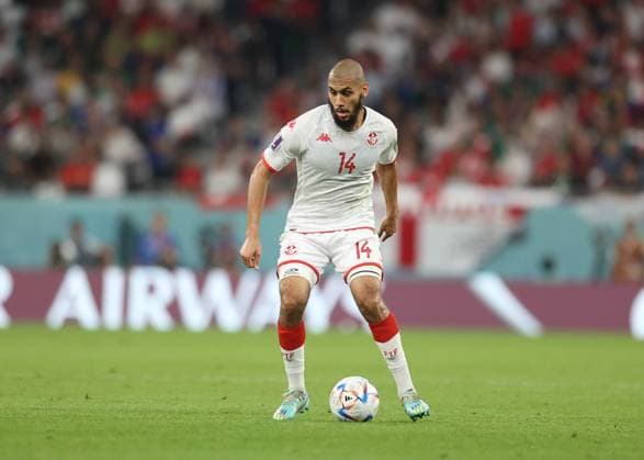 30th November 2022; Education City Stadium, Al Rayyan, Qatar; FIFA World Cup, WM, Weltmeisterschaft, Fussball Football, Tunisia versus France; Aissa Laidouni of Tunisia  ActionPlus12454453 JohnxPatrickxFletcher