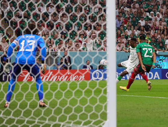 Saudi Arabia v Mexico 2022 FIFA World Cup, WM, Weltmeisterschaft, Fussball Mohamed Kanno of Saudi Arabia has a shot at goal during the 2022 FIFA World Cup Group C match at Lusail Stadium, Lusail Content Not Available For UK Newspapers Copyright: xPaulxChestertonx FIL-17655-0057 UK Newspapers OUT